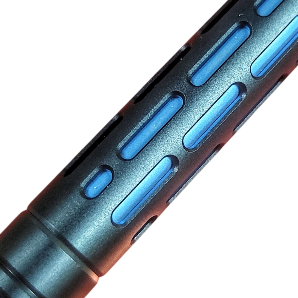 Chaves Knives // Vertical Lines Clicker Pen // Exclusive Black & Blue Ano - Picture 7 of 16